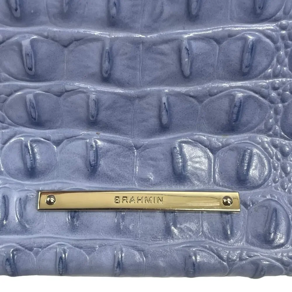 Brahmin Marianna Melbourne Leather Tote Bag Periwinkle Blue Croc Embossed